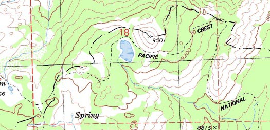 Swampy Lake on Disaster Peak topo map.